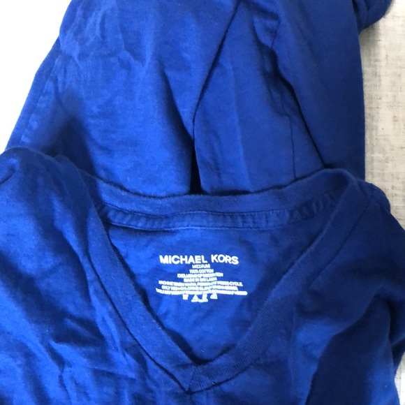 Michael Kors V Neck Tee Shirt in Royal Blue Size Medium - Picture 4 of 4
